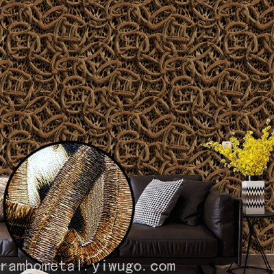 Leopard roper PVC Wallpaper roll String Cable Map New Artistic Style Deep Embossed PVC Wallpaper