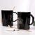 New 350ml Creative Porcelain Cup Black and White Geometry Simple Mug with Lid Office Coffee Cup with Spoon Wholesale