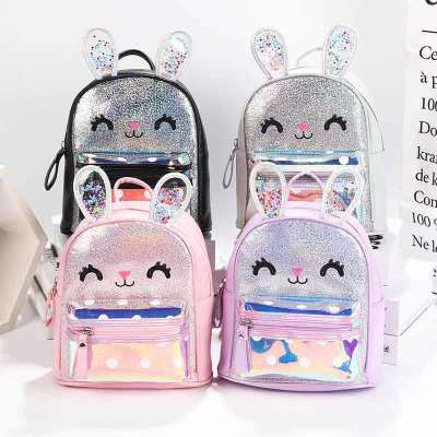 2021 New Children's Bags Cartoon Cute Sequins Rabbit Backpack Kindergarten Backpack Baby's Backpack