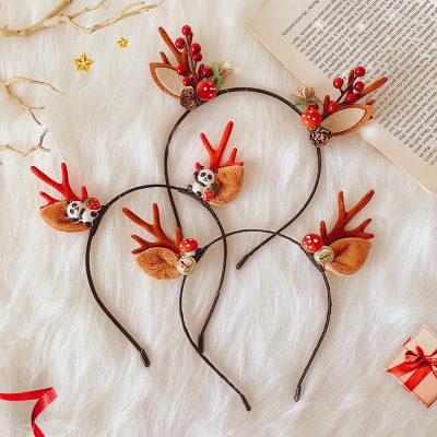 Christmas Fairy Girl Mori Style Super Fairy Headband Small Antlers Headdress Female Hairpin Elk Barrettes Props Net Red Hair Ornament