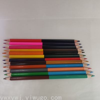 Round Brush Pot Two-Tone Core Color Pencil 12 24-Color Advanced Core Double-Headed Color Lead Bi-Color Pencil