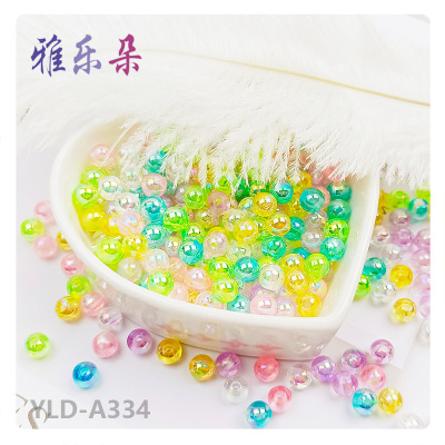 Yaleduo Colorful Acrylic round Beads DIY Beaded Weave Accessories String Bracelet Necklace Material Scattered Beads
