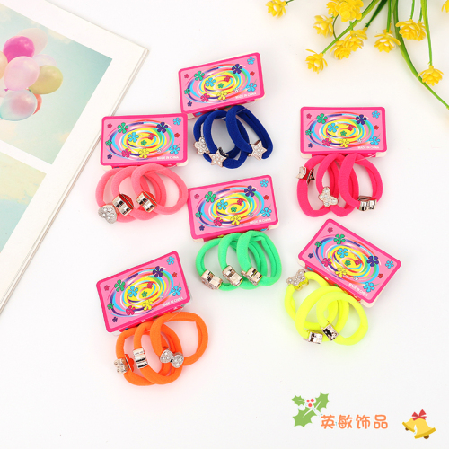 new creative sweet color cartoon love five-pointed star bow seamless rubber band hair accessories headdress factory wholesale