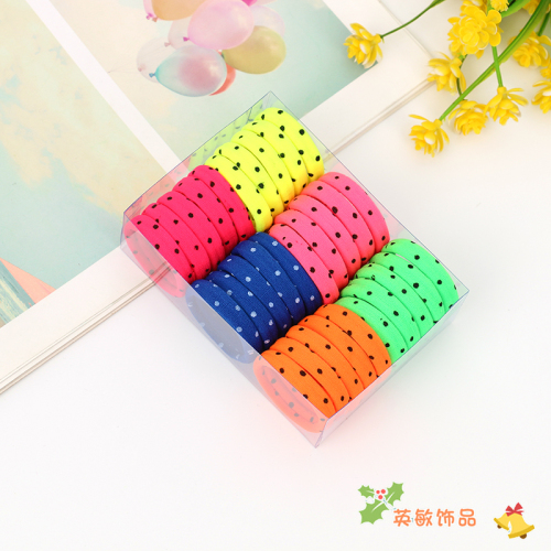 boxed high elastic color towel ring korean style black non-hurt hair boxed rubber band simple seamless dot hair rope