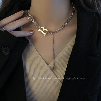 Titanium Steel B Letter Necklace Light Luxury Minority 2020 New Trendy High-Grade Internet Hot Female Clavicle Chain Ornament