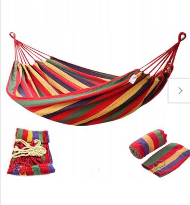 Outdoor Travel Equipment Leisure Camping Double Canvas Indoor Leisure Double Single Hammock with Wooden Stick for Free