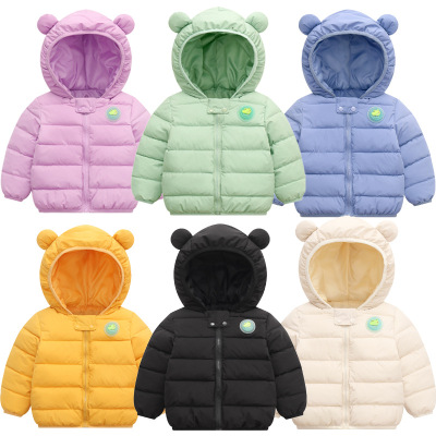 2021 New Winter Children's Flashing Light Ears Cotton-Padded Clothes Kids Coat Boys and Girls Baby and Infant Thickened Padded Jacket