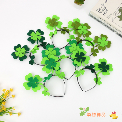 Factory in Stock Four-Leaf Clover Green Cartoon Girl Hair Accessories Hair Hoop High Quality Head Buckle Headband Minnie Hairpin Wholesale