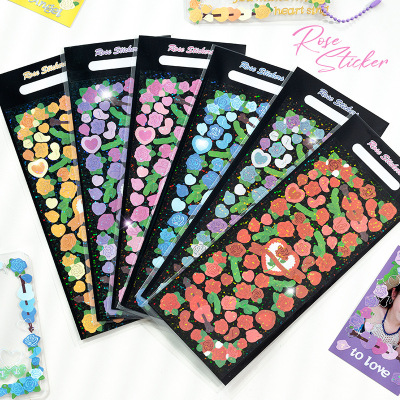 Diverse Flower Series Hand Ledger Sticker Korean Laser Colorful Goo Card Decorative Material Cute Small Stickers