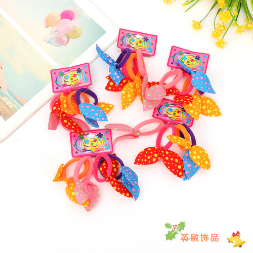 Korean Style Bow Hair Band Rabbit Ears Hair Tie Hair Rope Yiwu Stall Supply Girls Children Jewelry Small Rubber Band