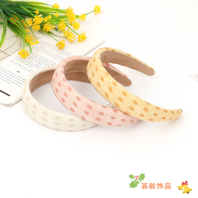 2021 Korean Style New Hair Accessories Fabric Polka Dot Headband Wide Brim Student Non-Slip Headgear Soft Sweet Headband Wholesale