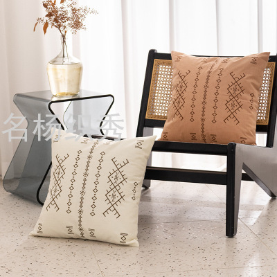 Mingyang Zhixiu Simi Cotton Bedside Cushion Pillow Cover American Style Three-Dimensional Embroidery Cushion Cover Office Lumbar Support Pillow