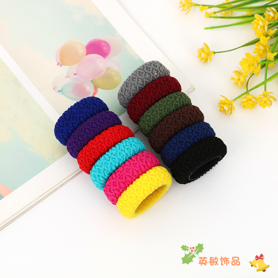 New High Elastic Solid Color Towel Ring Korean Style Seamless Color Matching Hair Band Girl Cute Does Not Hurt Hair Accessories Wholesale