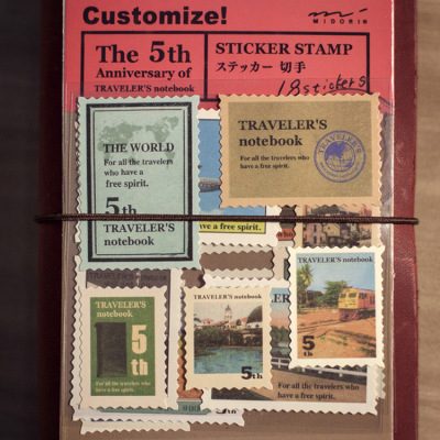 Classic Retro Nostalgic Korean Stickers Diary Journal DIY Decorative Travel Stamps Phone Stickers Nano SIM 4 Pieces Set
