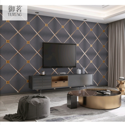 diamond-embedded 5d stereo deerskin velvet wallpaper european-style simple tv background wallpaper living room bedroom bedside