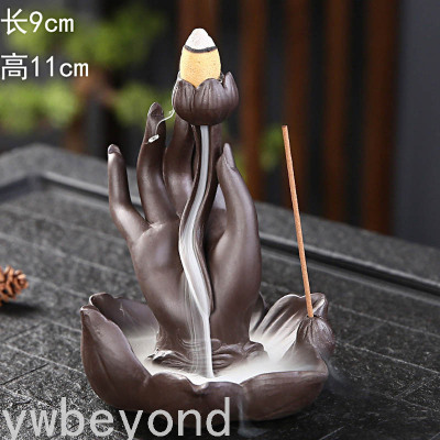 Ywbeyond Indoor Decoration  Ceramic Censer Lotus Hand Incense cone stick burner holder