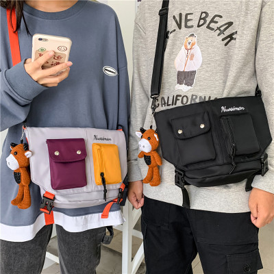 INS Nylon Bag Women's 2021 New Color Matching Students' Crossbody Bag Men's Fashion Small Bag Korean Style Shoulder Bag