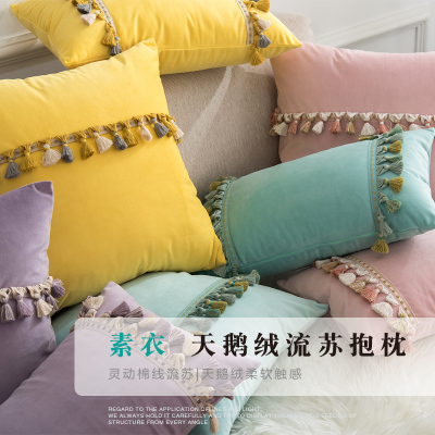 Velvet Tassel Cushion Sofa Companion Waist Pillow Pillow Cover