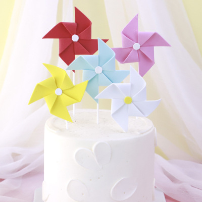 Cake Decoration Creative Children's Sponge Color Windmill Plug-in Birthday Scene Cake Decoration