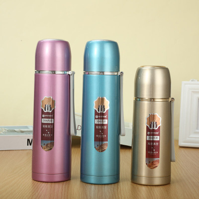 Hot Selling Stainless Steel Bullet Thermos Mug Outdoor Casual and Portable Rope Holding Solid Color Gift Insulation Pot