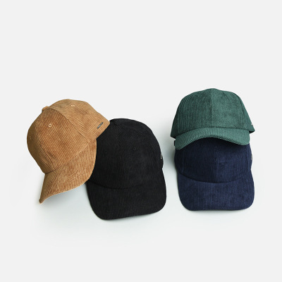 Corduroy Hat Female Fashion Brand Autumn and Winter Peaked Cap Side Copper Bar Retro Hipster Baseball Cap Ins Spring and Autumn