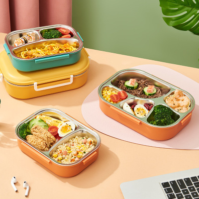 Cartoon Poached Egg Stainless Steel Lunch Box Student Office Worker Compartment Instant Noodle Bowl Sealed Insulated Lunch Box