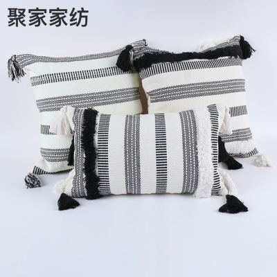 Nordic Striped Geometric Woven Pillow Tufted Moroccan Style Cushion Simple New Bed Sofa Cushion