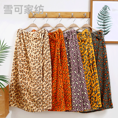 Leopard Print Strapless Dress Hair-Drying Cap Hair Band Coral Fleece Suit Super Absorbent Custom