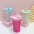 New Product Creative Color Changing Cup Pp Material Temperature Sensitive Plastic Discoloration Cup Cold Water Color Changing Straw Plastic Cup Wholesale