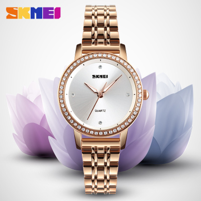 Skmei Fashion Creative Women's Watch Diamond-Embedded Simple Business Women's Student Steel Belt Quartz Watch reloj