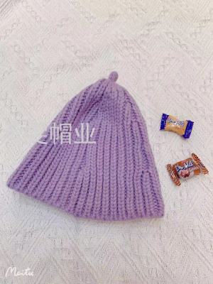 Children's Small Pull Bucket Hat Knitted Cute Baby Woolen Cap Men's and Women's Same Style