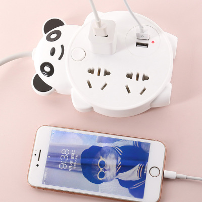 Creative Cartoon Little Bear Socket USB Porous Position Power Adapter Home Office with Switch with Wire Power Strip