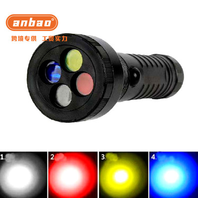 More than Exclusive for Cross-Border 4 Light Source Strong Light Rechargeable Flashlight Tactical Flashlight Outdoor Gift Flashlight Amazon Hot Sale