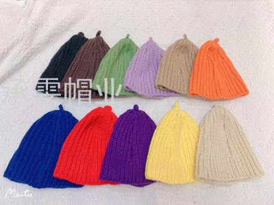 Children's Small Pull Bucket Hat Knitted Cute Baby Woolen Cap Men's and Women's Same Style