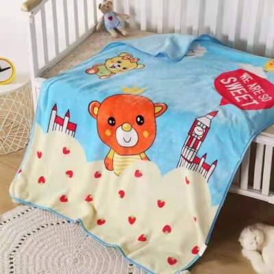 In Stock Wholesale Children's Flannel Cartoon Coral Fleece Spring and Autumn Blanket Air Conditioning Blanket Foreign Trade