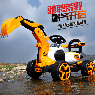 Children's Electric Excavator Engineering Vehicle Boys and Girls Toy Car Can Sit and Ride Large Size Hook Machine Excavator Full Electric