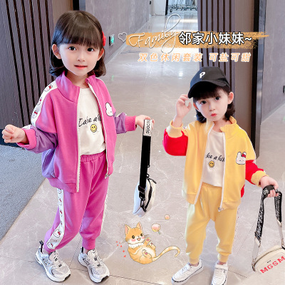 Girls' Baby Autumn Sports Suit 2021 New Korean Style Children Fashion Children Spring and Autumn Internet Hot Two-Piece Suit