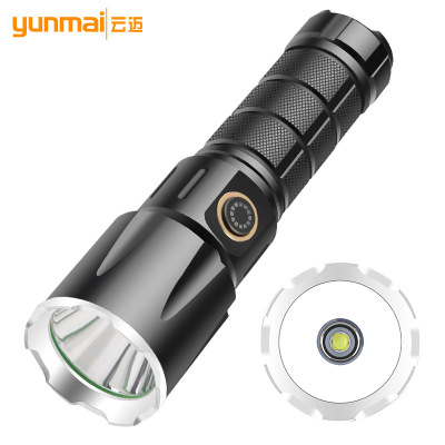 Cross-Border New Arrival Xhp50 Aluminum Alloy Smooth Cup Fixed Focus Power Torch Type-C Charging Attack Head Flashlight