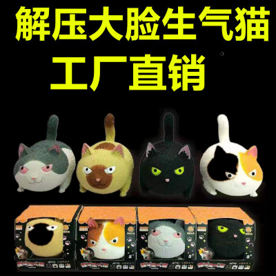 Cross-Border New Exotic Decompression Big Face Angry Cat Vent Pinch Lewang Red Toy Trick Simulation Cat Factory Wholesale