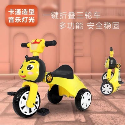 Children's Tricycle Bicycle Foldable Music Light 3-5 Years Old Bicycle Stroller Children Toy Car Wholesale