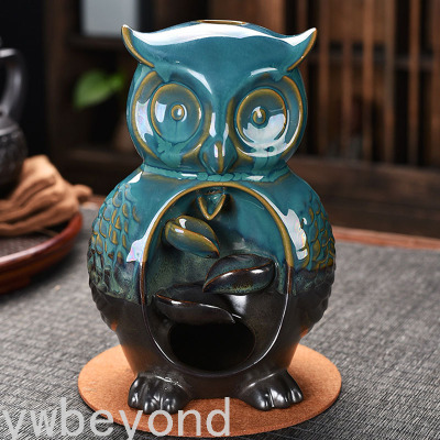 Ywbeyond Ceramic Decoration Owl Backflow Incense Burner Waterfall Incense Holder censer quemador de incienso