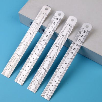 15cm Stainless Steel Ruler Metal Long Ruler a Scale Iron Ruler Steel Ruler Drawing Measuring Student Stationery