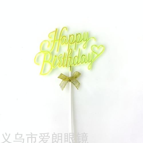 Happy Birthday Acrylic plug-in Cake Decoration Plug-in Net Red Creative Birthday Decoration Plug-in Decoration 