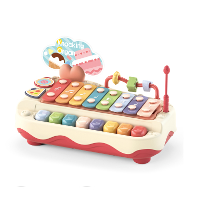 2021 new 2 In 1 Functions Battery Operated Kids Knocking Organ 2 Colors Piano Toy Musical Instrument For Wholesale