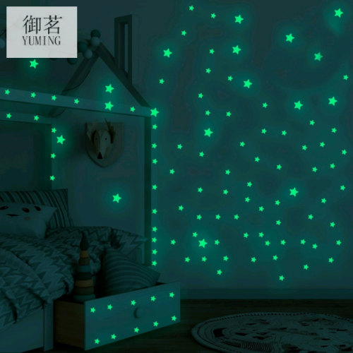 100 PCs Luminous Stickers Luminous Stars Wall Stickers Three-Dimensional Luminous Wall Stickers Noctilucent Star Stickers Blue Pink Green Fluorescent Sticker