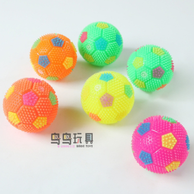 Creative Elastic Luminous Football Flash Sound Massage Ball Children's Early Education Squeeze and Sound Rubber Ball Toys Wholesale