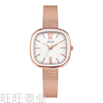 Square rose gold mesh quartz watch fashion simple digital women's watch factory direct Reloj