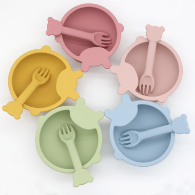 Children's Feeding Tableware Edible Silicon Baby Eat Training Complementary Food Silicone Bowl Set