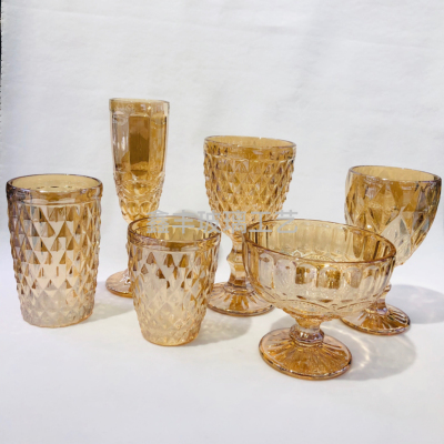 2Factory Direct Sales Crystal Glass Cup Electroplated Golden Water Cup Beer Coffee Cup Drink Champagne Juice Cup
