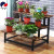 Iron Antiseptic Wood Multi-Layer Solid Wood Carbonized Balcony Flower Stand Ladder Floor Flower Stand Green Radish Succulent Plant Shelf